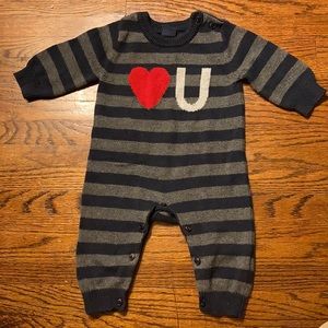 Baby Gap Striped “❤️ U” Sweater Romper